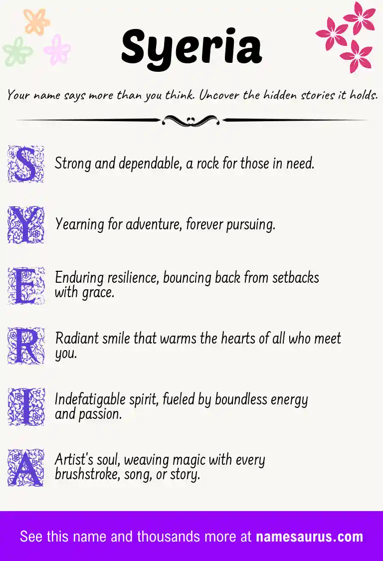 Acrostic poem about Syeria.