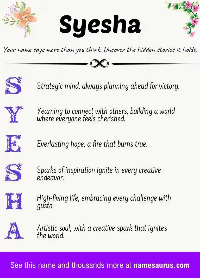 Acrostic poem about Syesha.