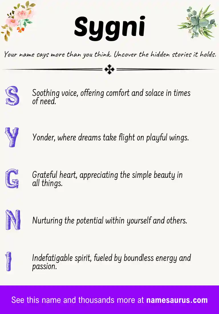 Acrostic poem about Sygni.