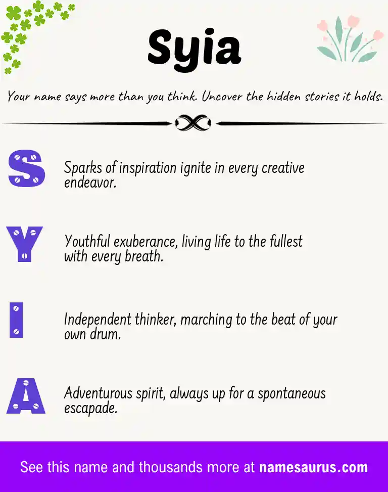 Acrostic poem about Syia.