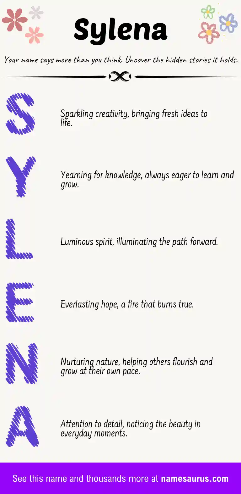 Acrostic poem about Sylena.