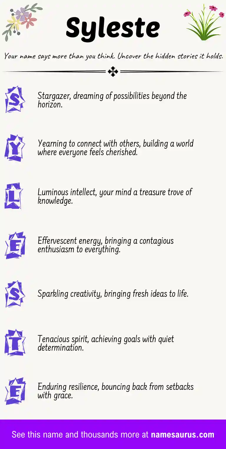 Acrostic poem about Syleste.