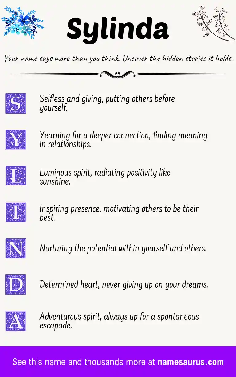 Acrostic poem about Sylinda.
