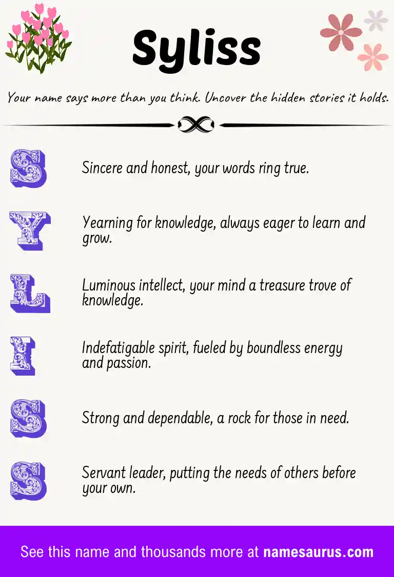 Acrostic poem about Syliss.