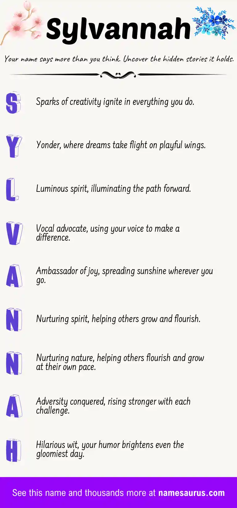 Acrostic poem about Sylvannah.