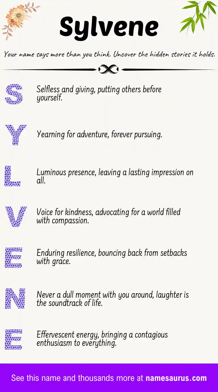 Acrostic poem about Sylvene.
