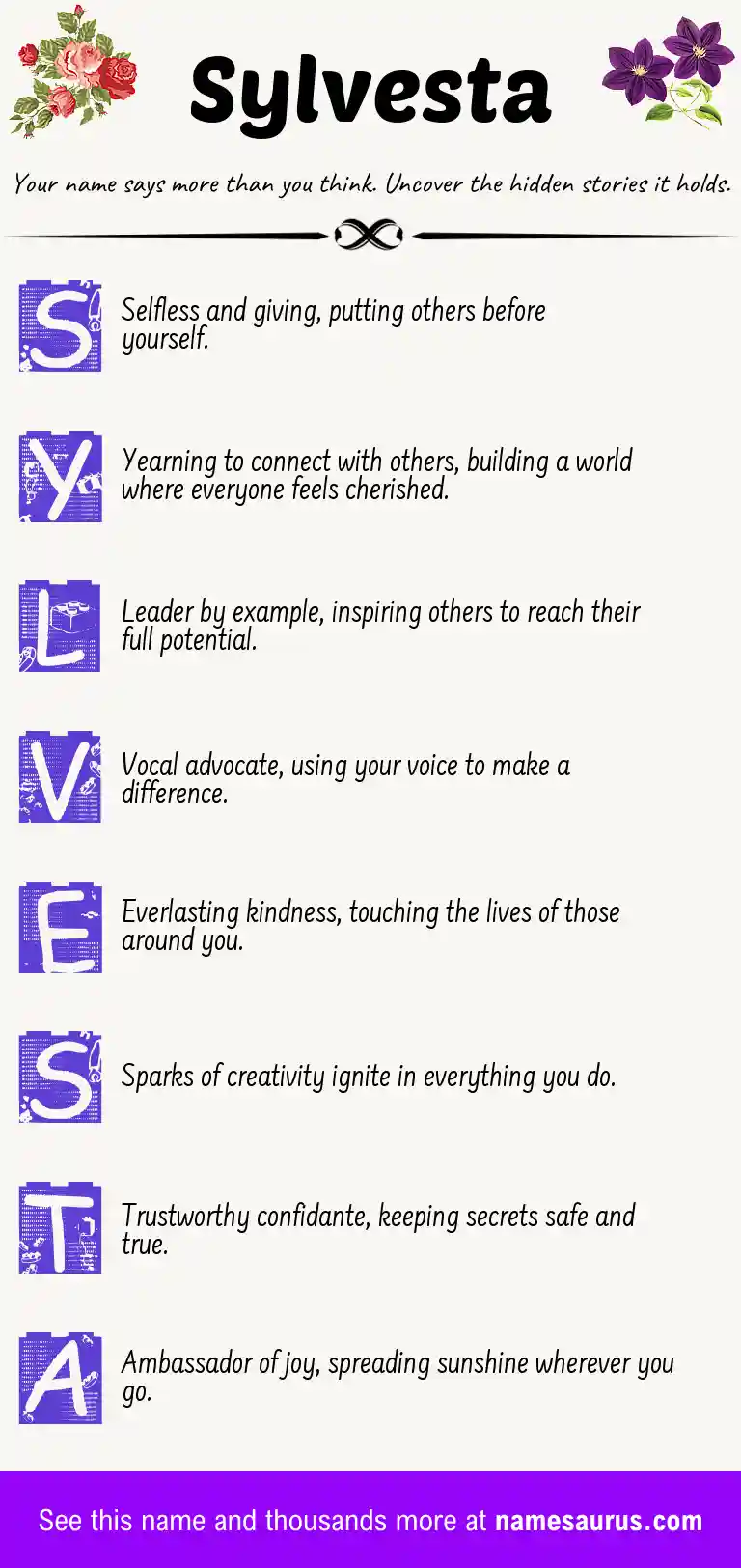 Acrostic poem about Sylvesta.