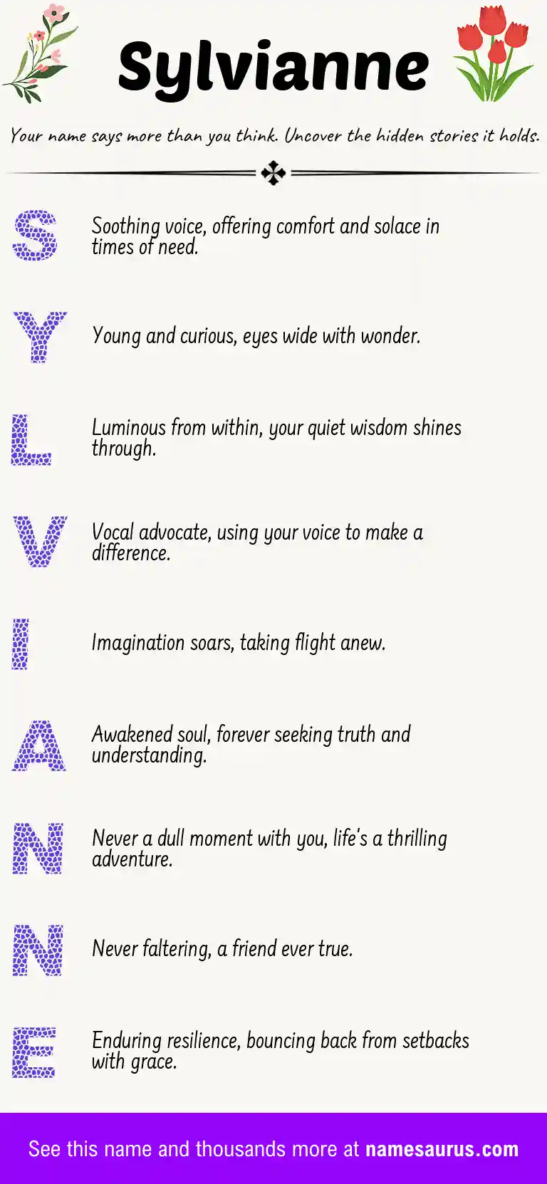 Acrostic poem about Sylvianne.