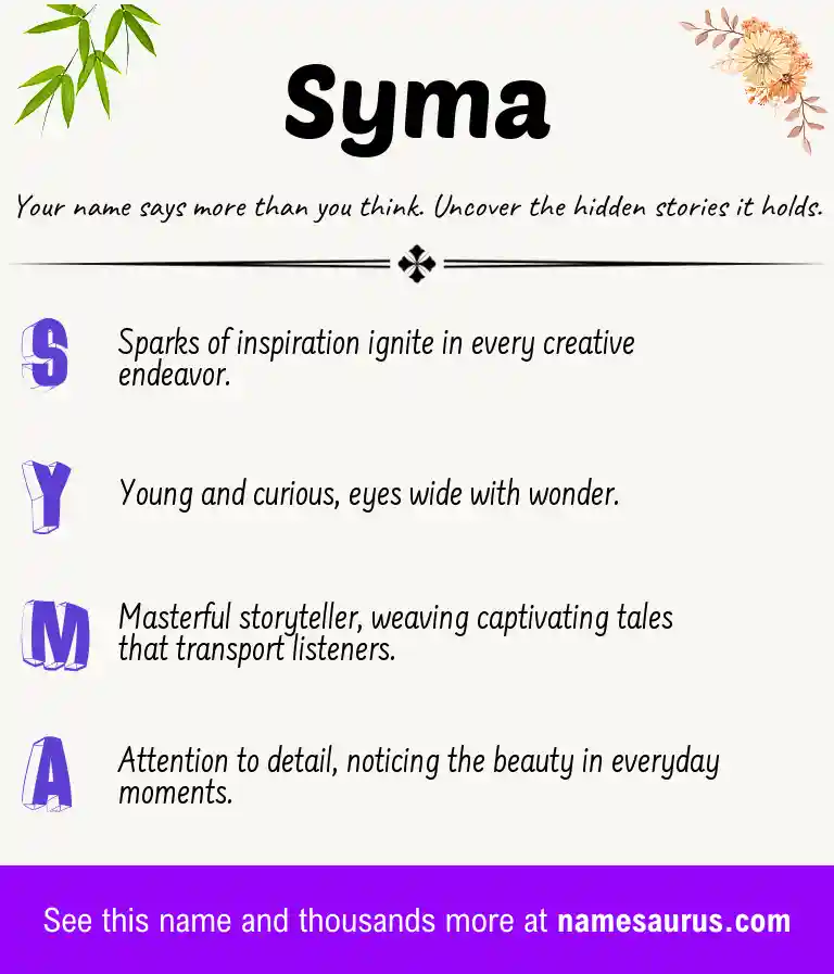 Acrostic poem about Syma.