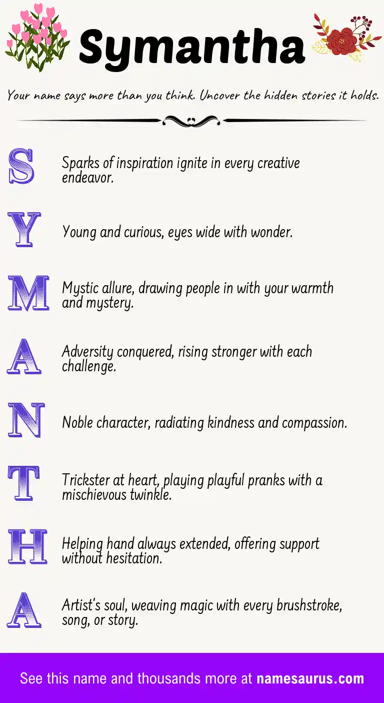 Acrostic poem about Symantha.