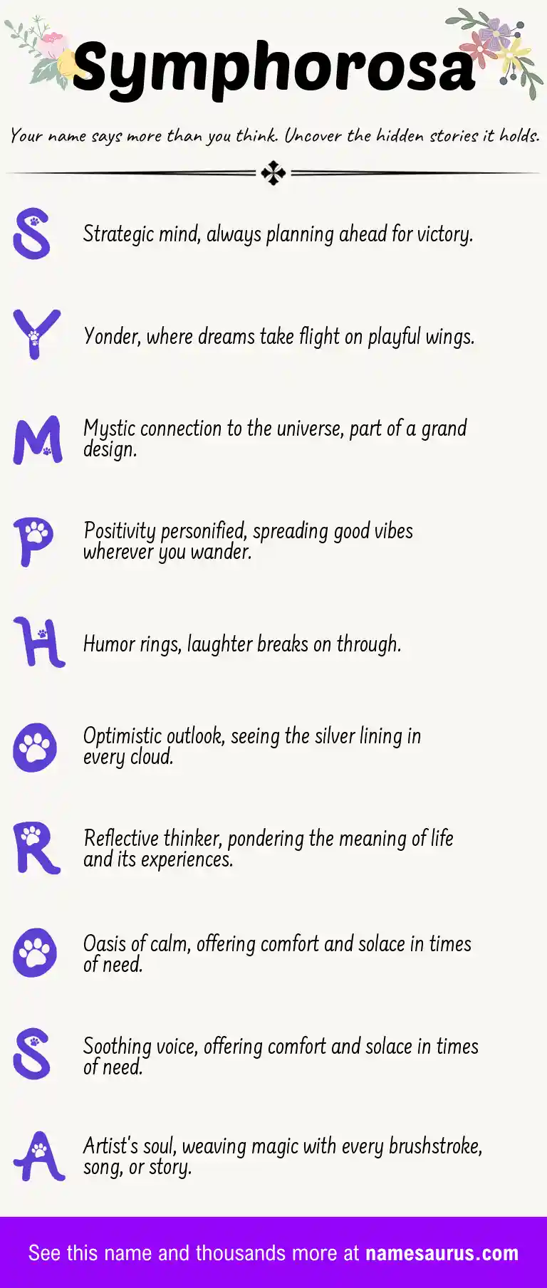 Acrostic poem about Symphorosa.