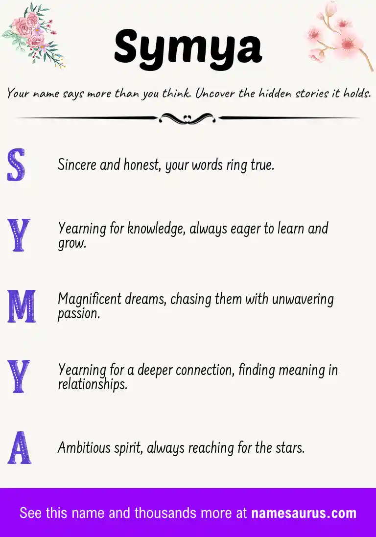Acrostic poem about Symya.