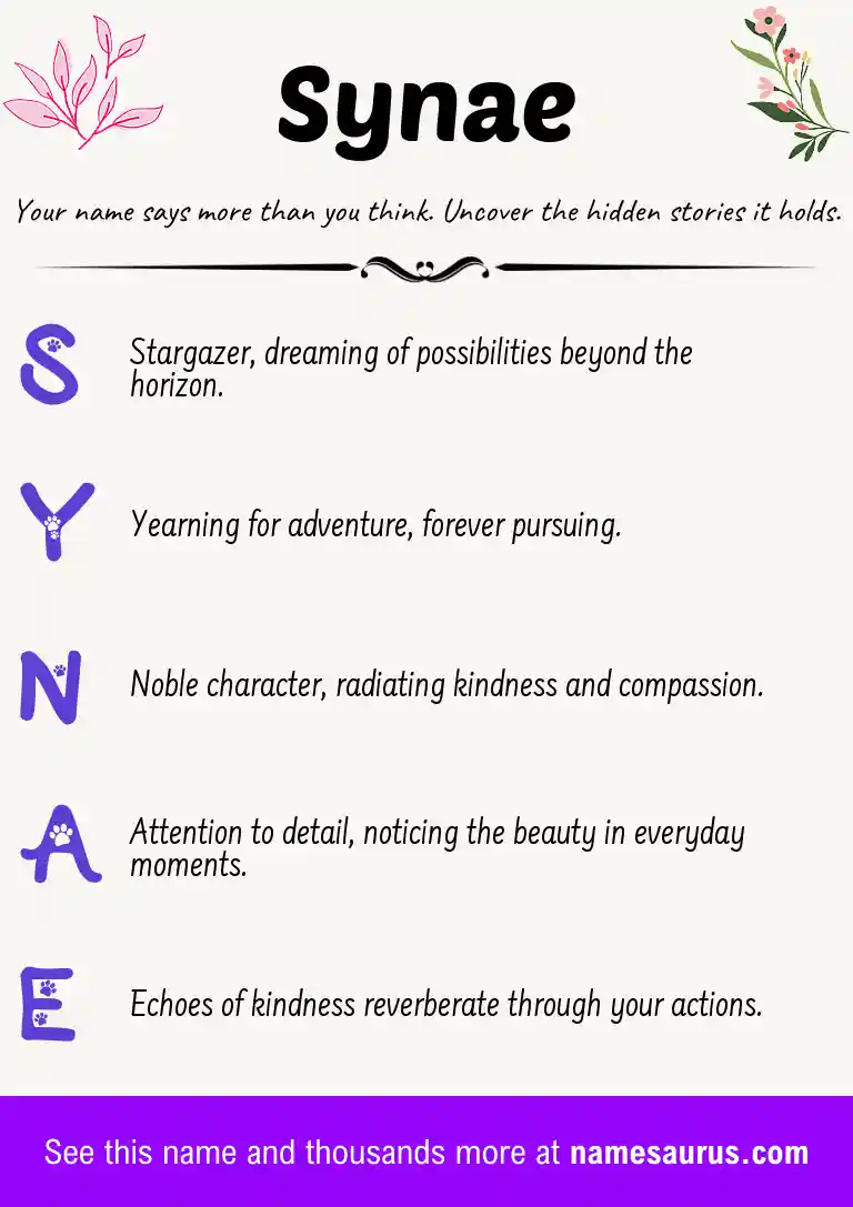 Acrostic poem about Synae.
