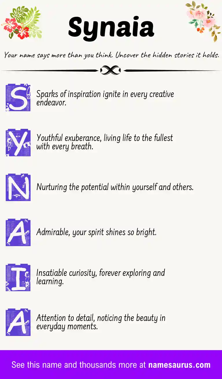 Acrostic poem about Synaia.