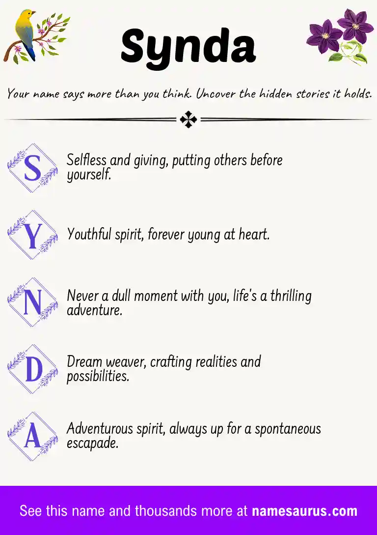 Acrostic poem about Synda.