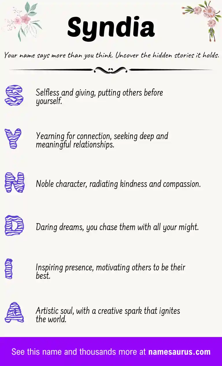 Acrostic poem about Syndia.