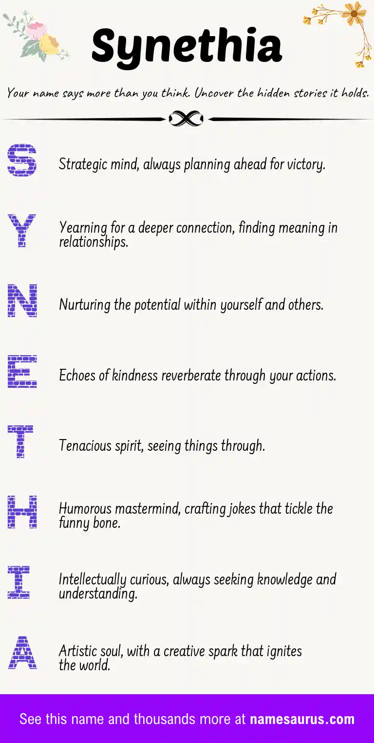 Acrostic poem about Synethia.