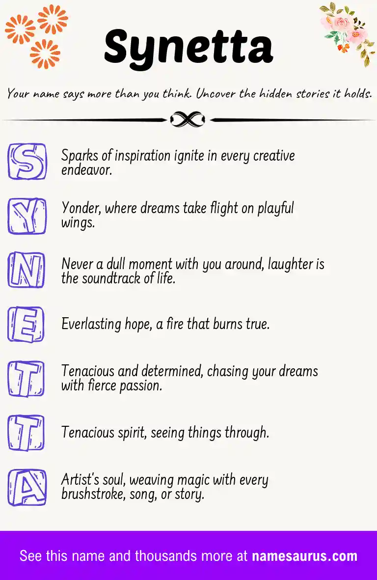 Acrostic poem about Synetta.
