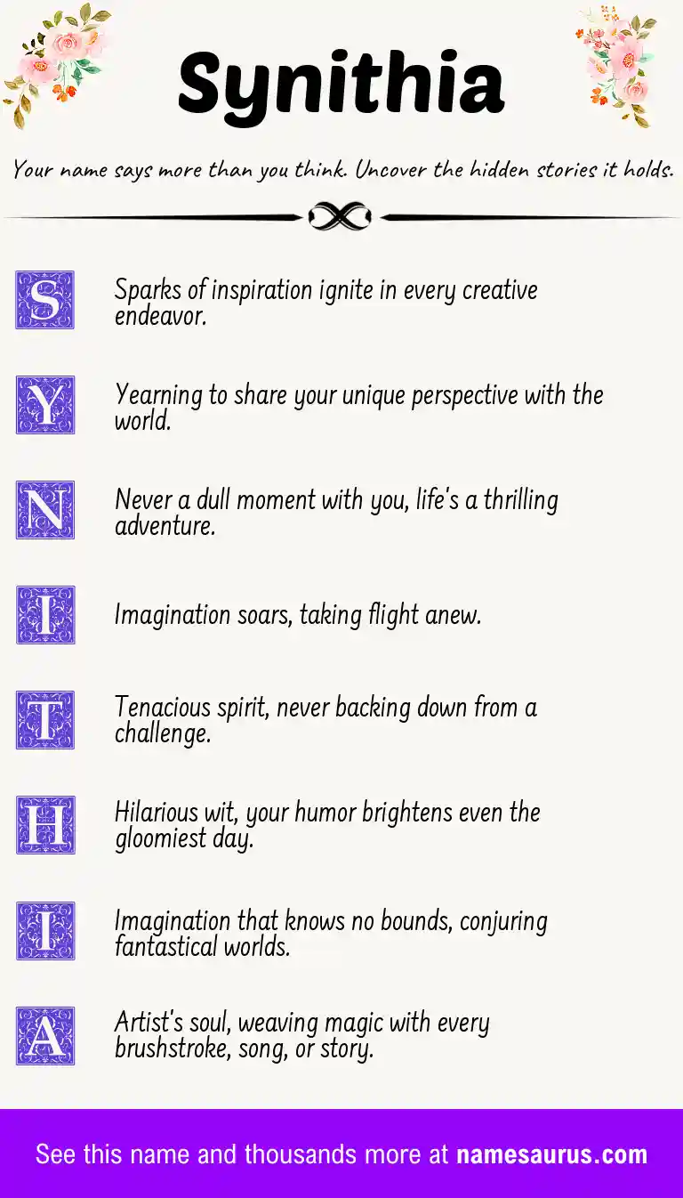 Acrostic poem about Synithia.