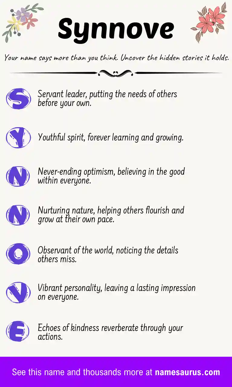 Acrostic poem about Synnove.