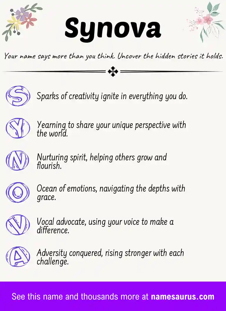 Acrostic poem about Synova.