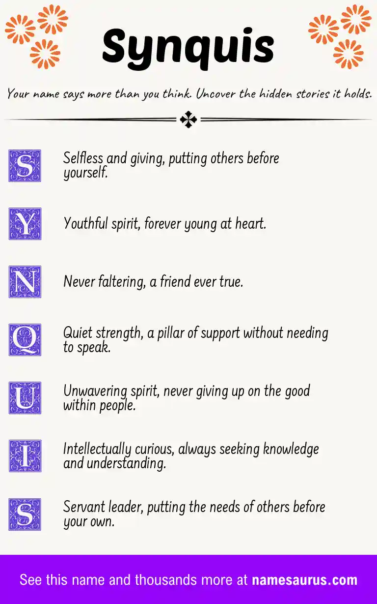 Acrostic poem about Synquis.