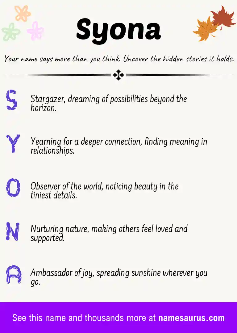 Acrostic poem about Syona.