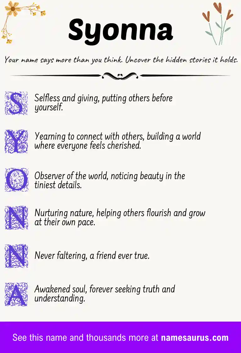 Acrostic poem about Syonna.