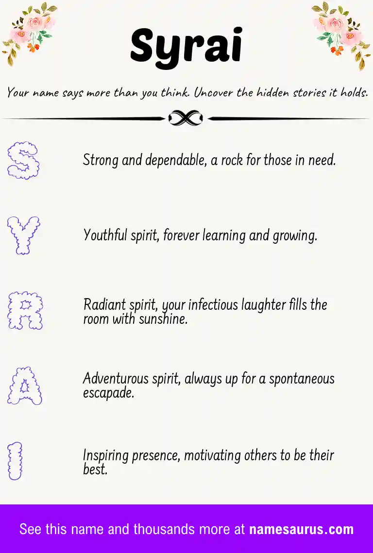 Acrostic poem about Syrai.