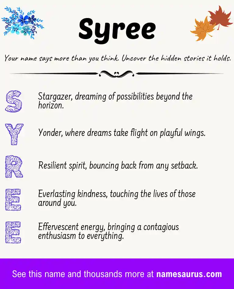 Acrostic poem about Syree.