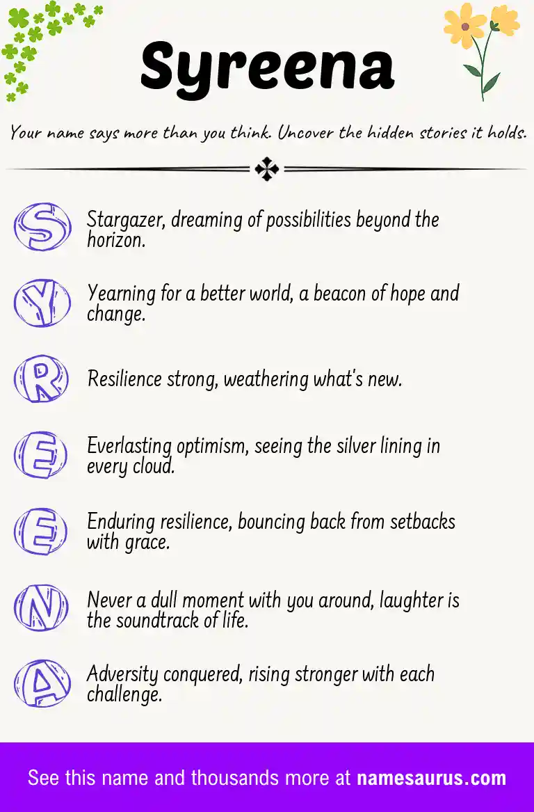 Acrostic poem about Syreena.