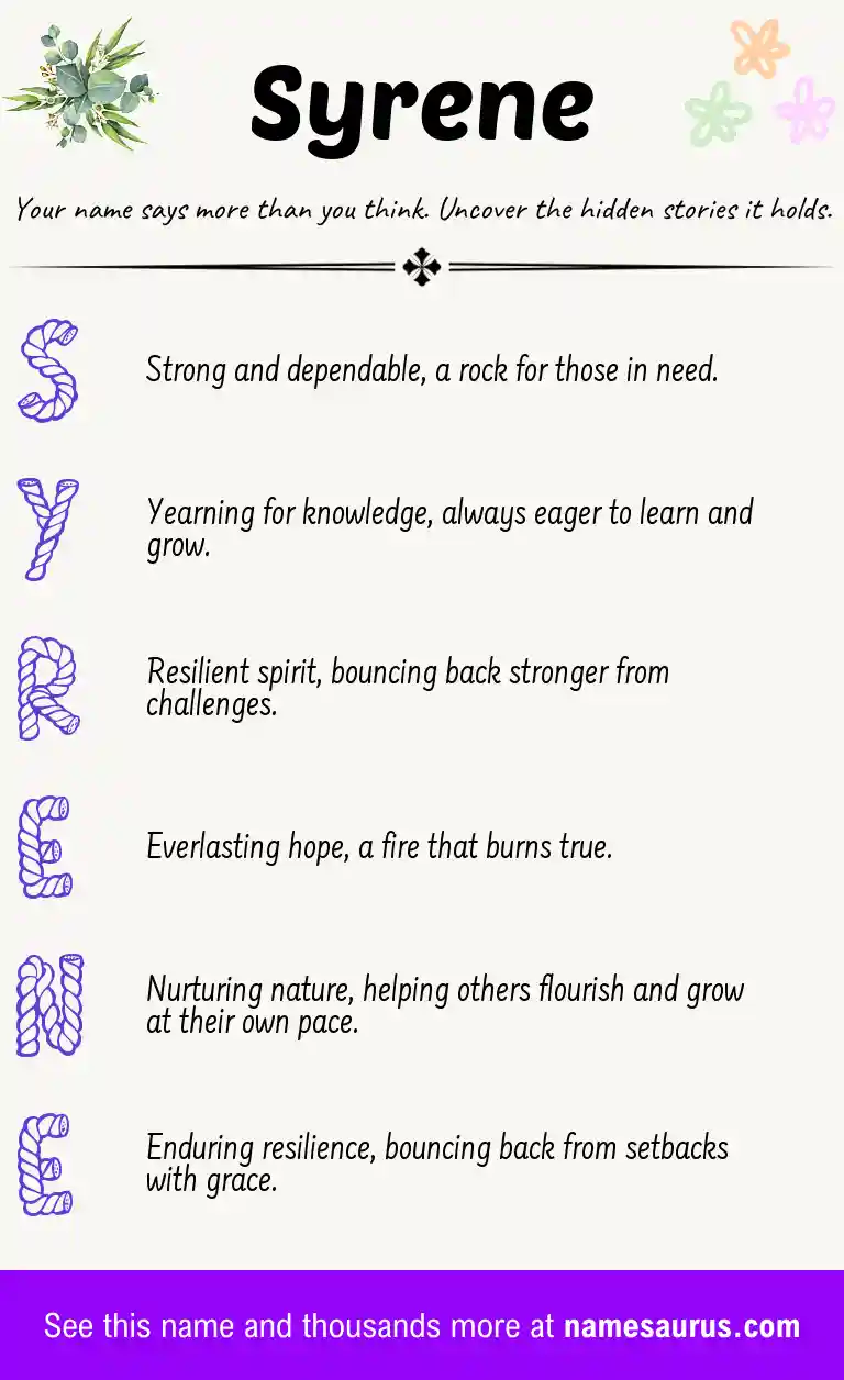 Acrostic poem about Syrene.