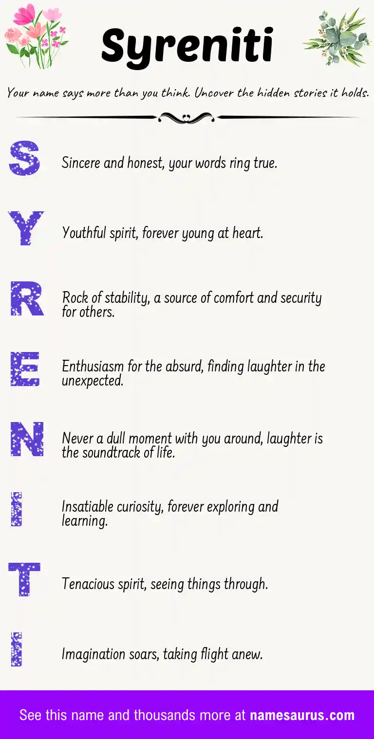 Acrostic poem about Syreniti.