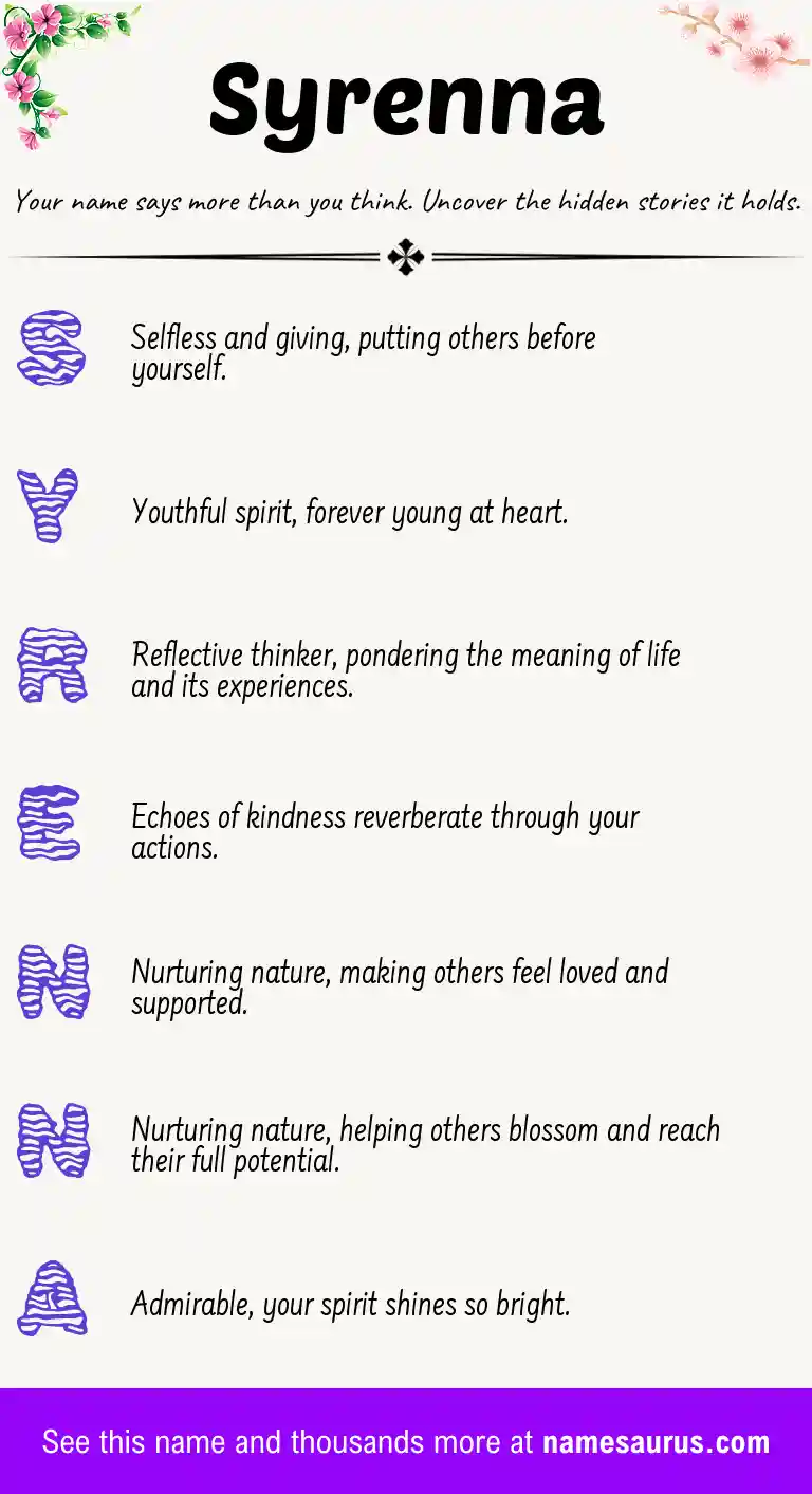 Acrostic poem about Syrenna.