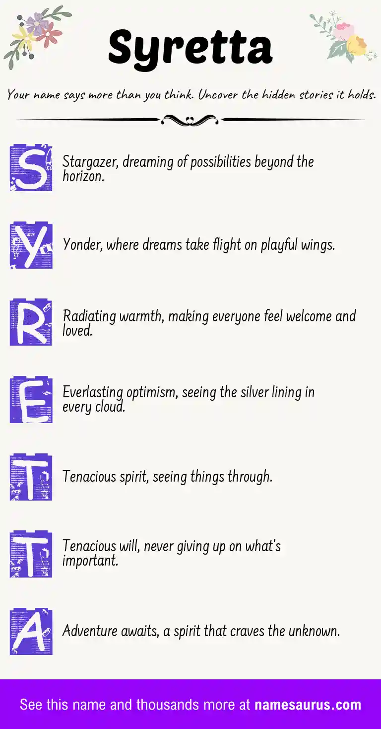 Acrostic poem about Syretta.