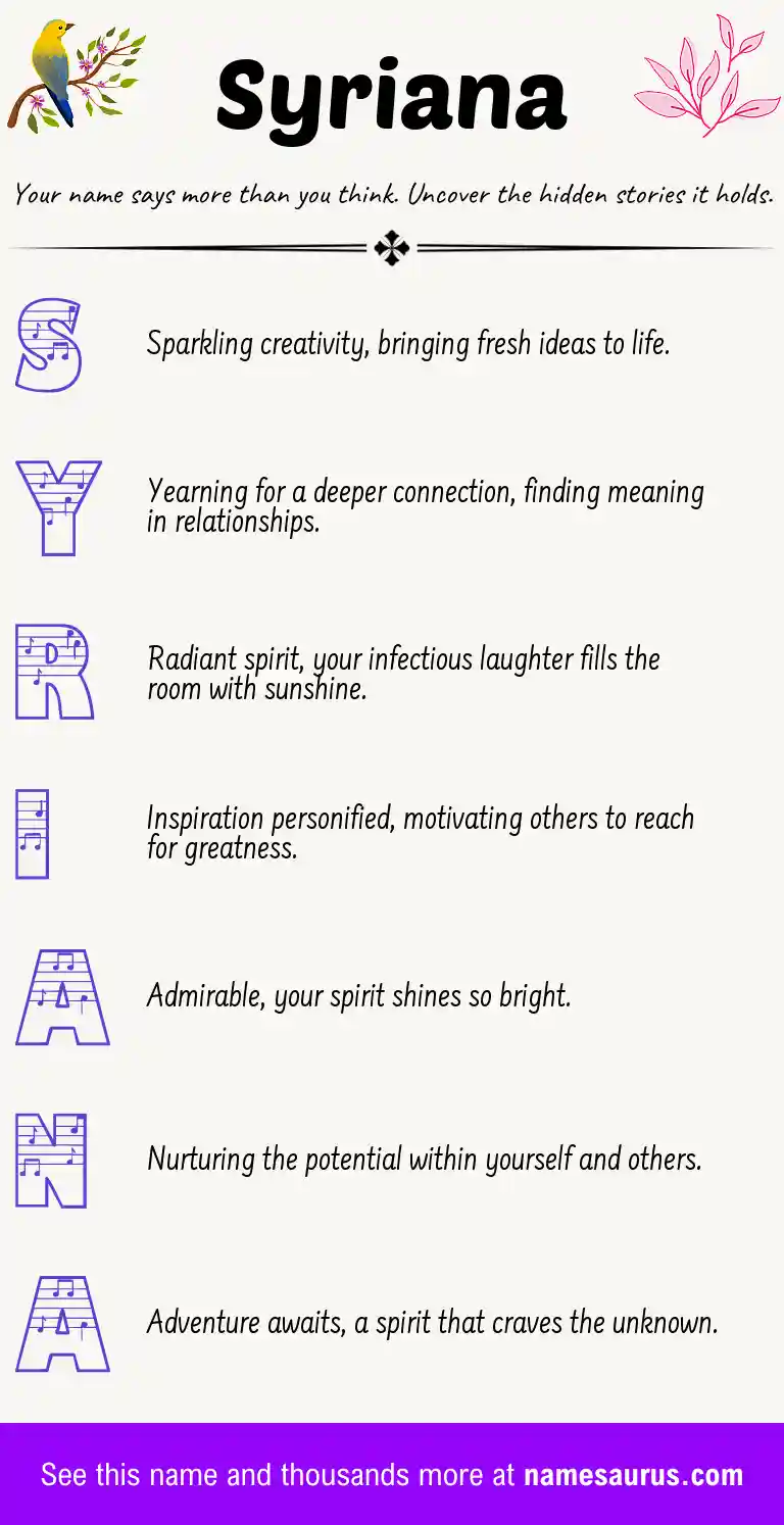 Acrostic poem about Syriana.