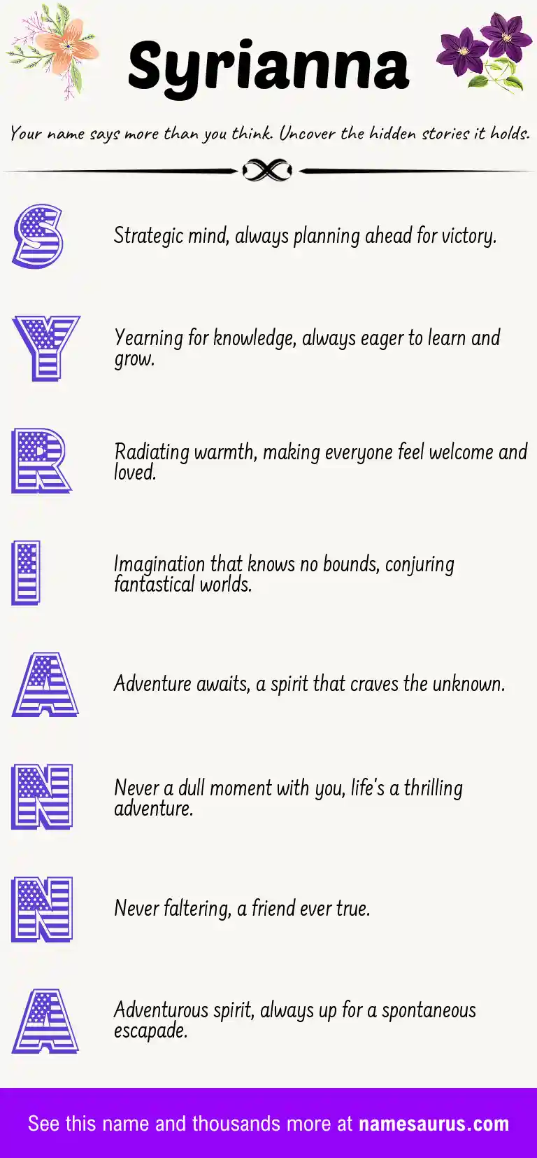 Acrostic poem about Syrianna.