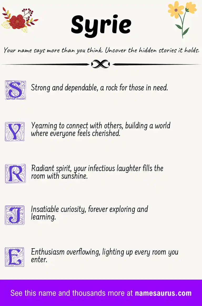 Acrostic poem about Syrie.