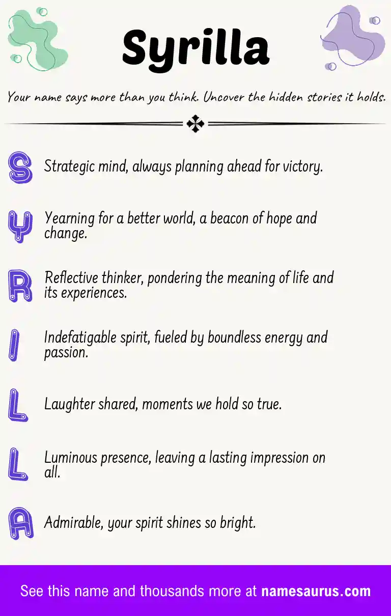 Acrostic poem about Syrilla.