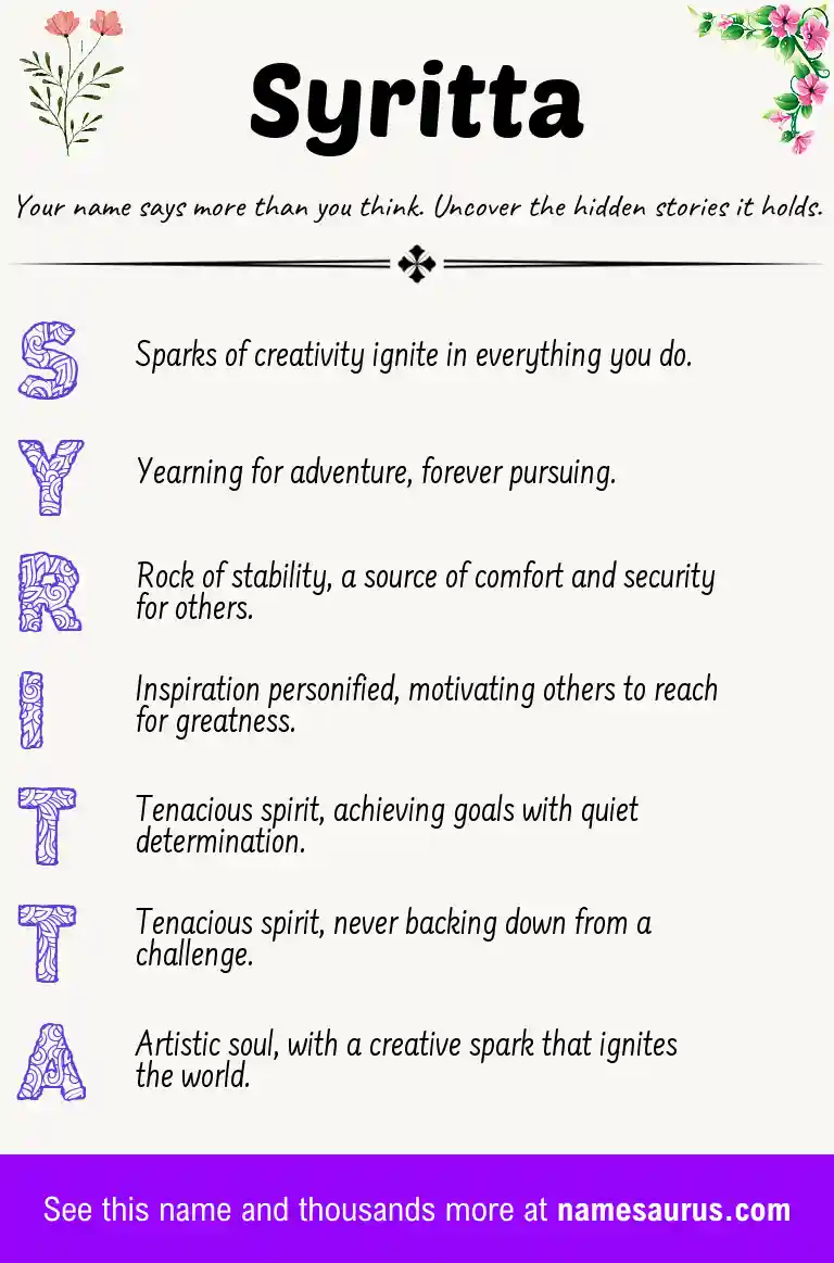 Acrostic poem about Syritta.