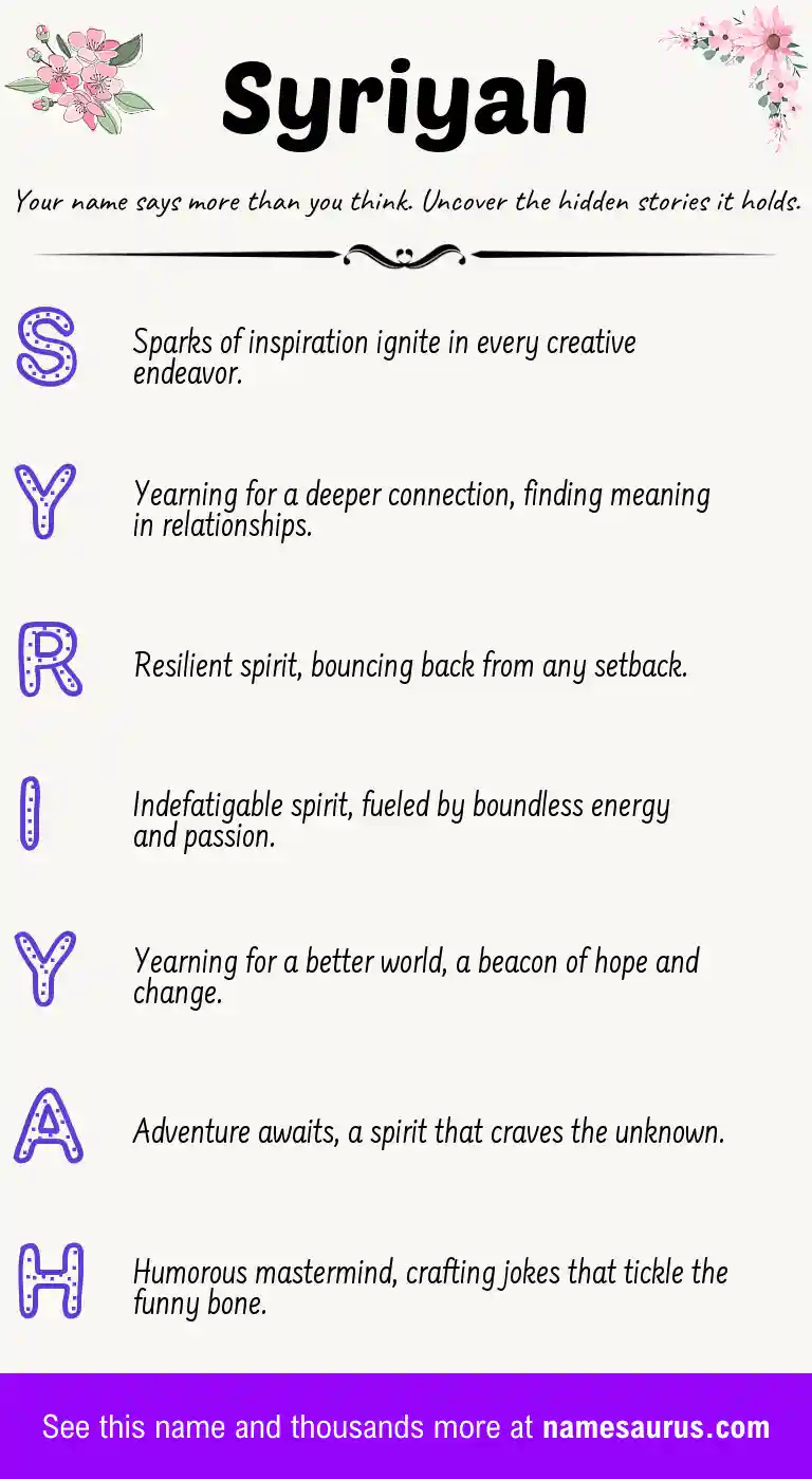 Acrostic poem about Syriyah.