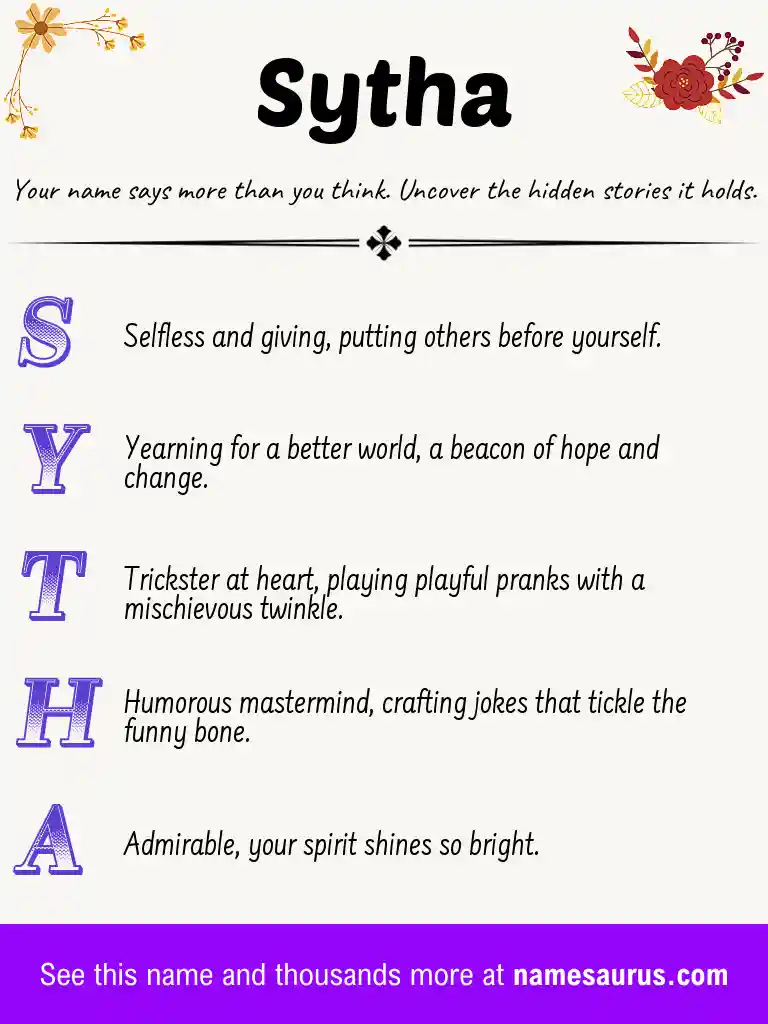Acrostic poem about Sytha.