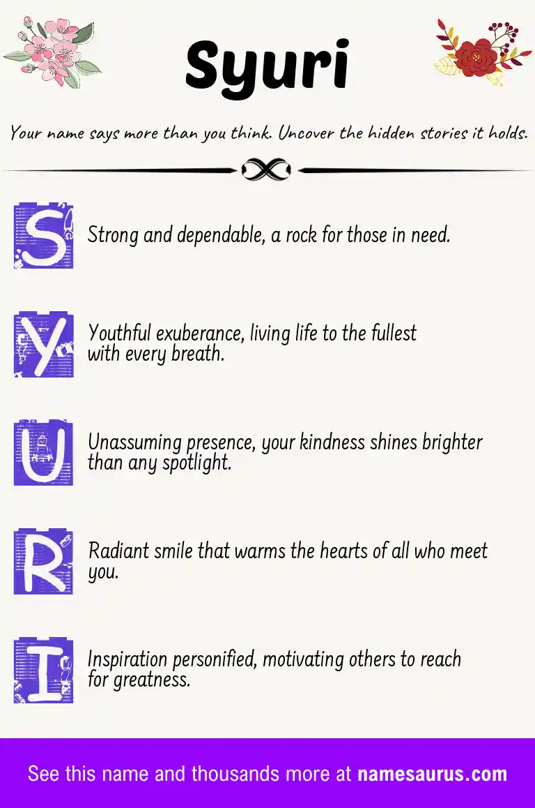 Acrostic poem about Syuri.