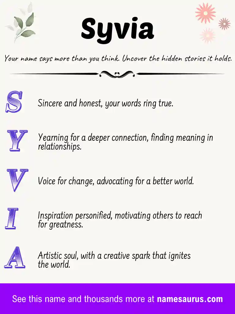 Acrostic poem about Syvia.