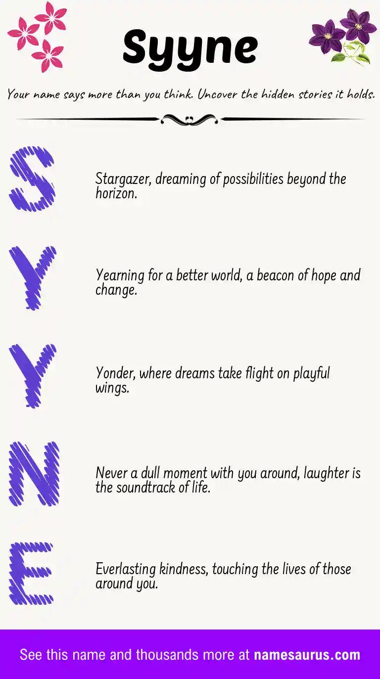Acrostic poem about Syyne.