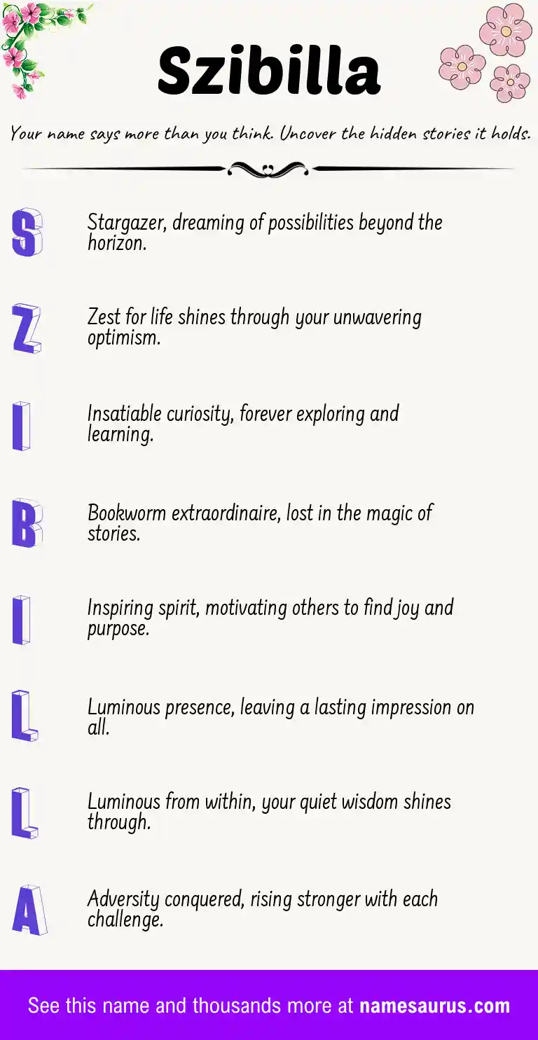 Acrostic poem about Szibilla.