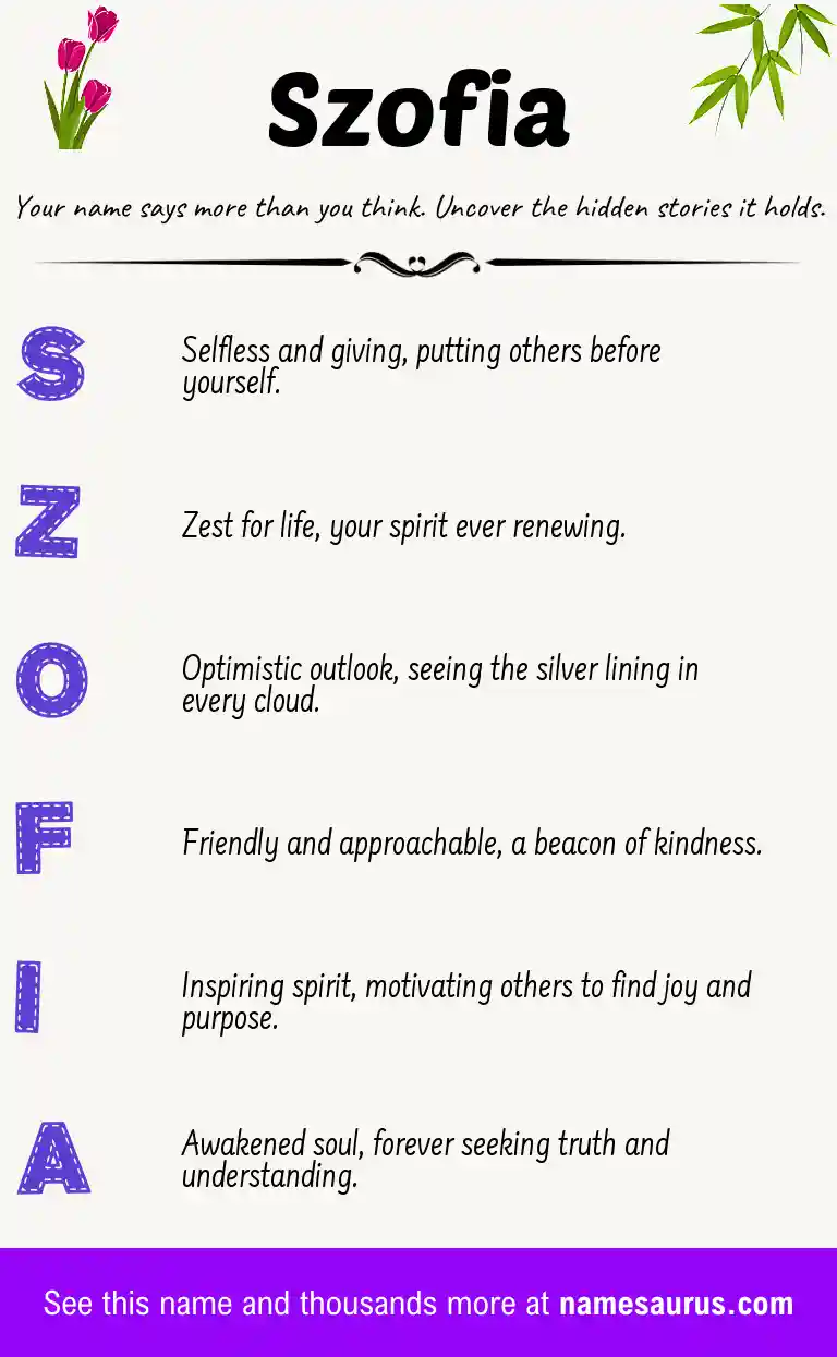 Acrostic poem about Szofia.