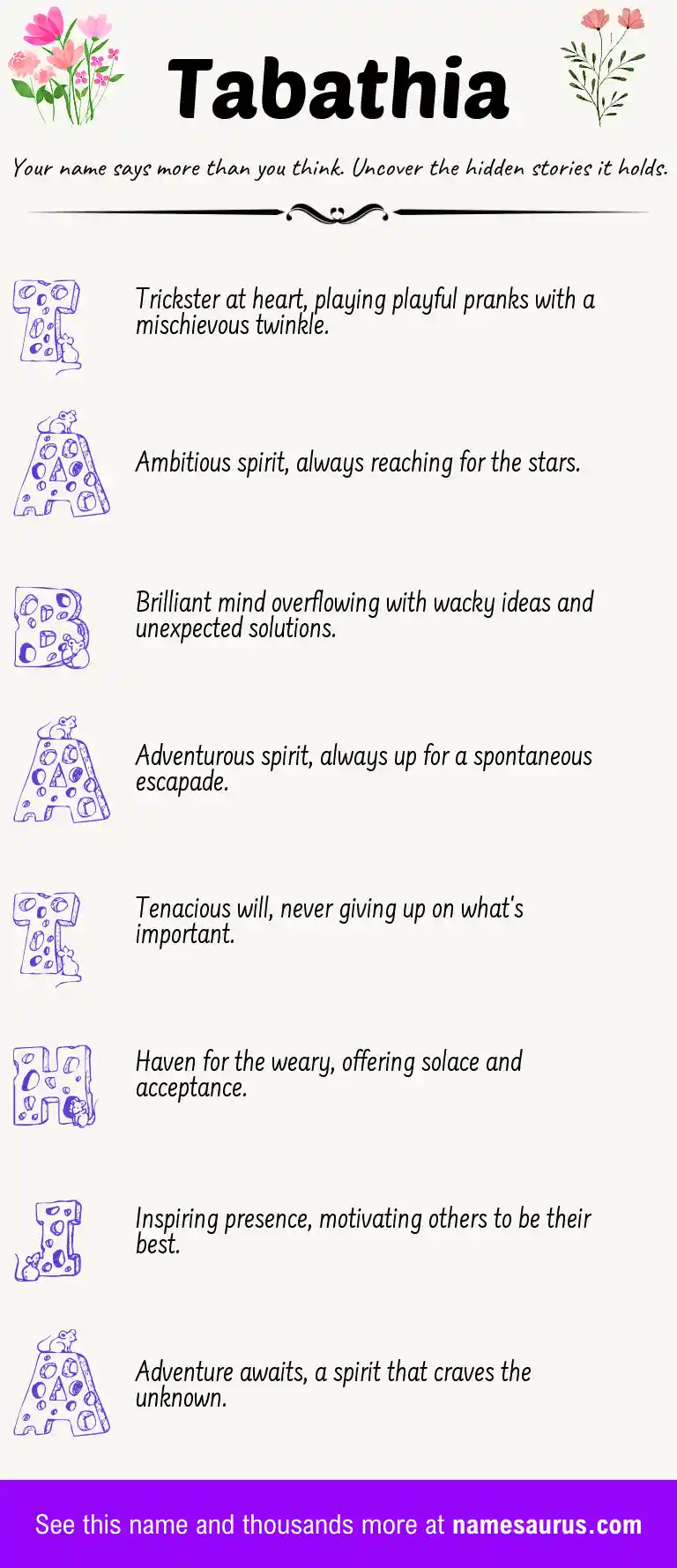 Acrostic poem about Tabathia.
