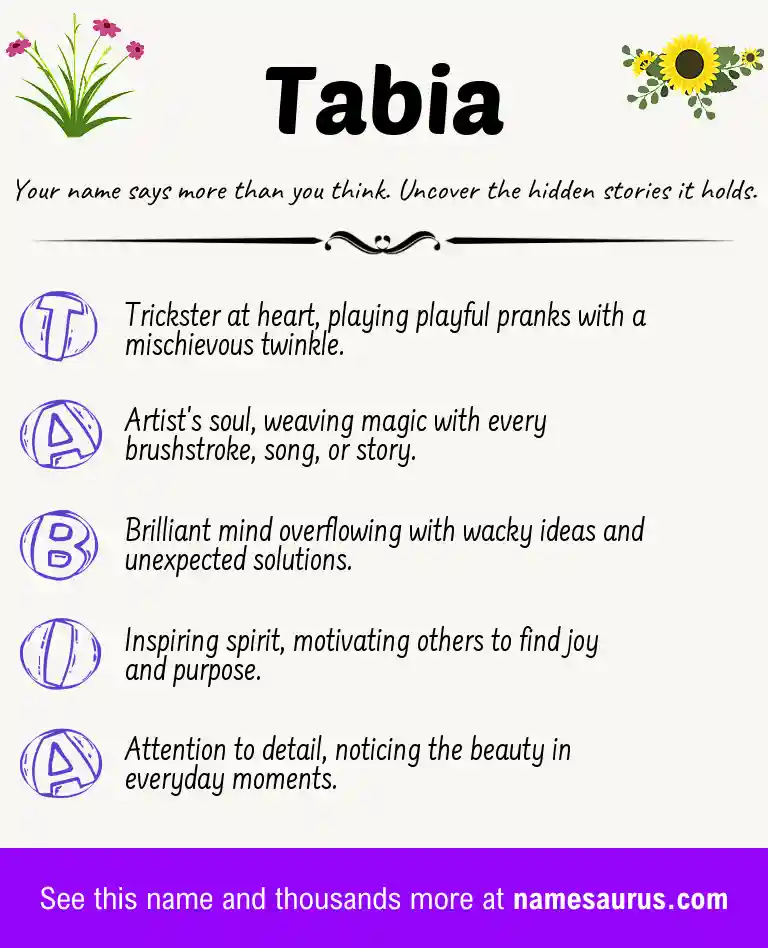 Acrostic poem about Tabia.