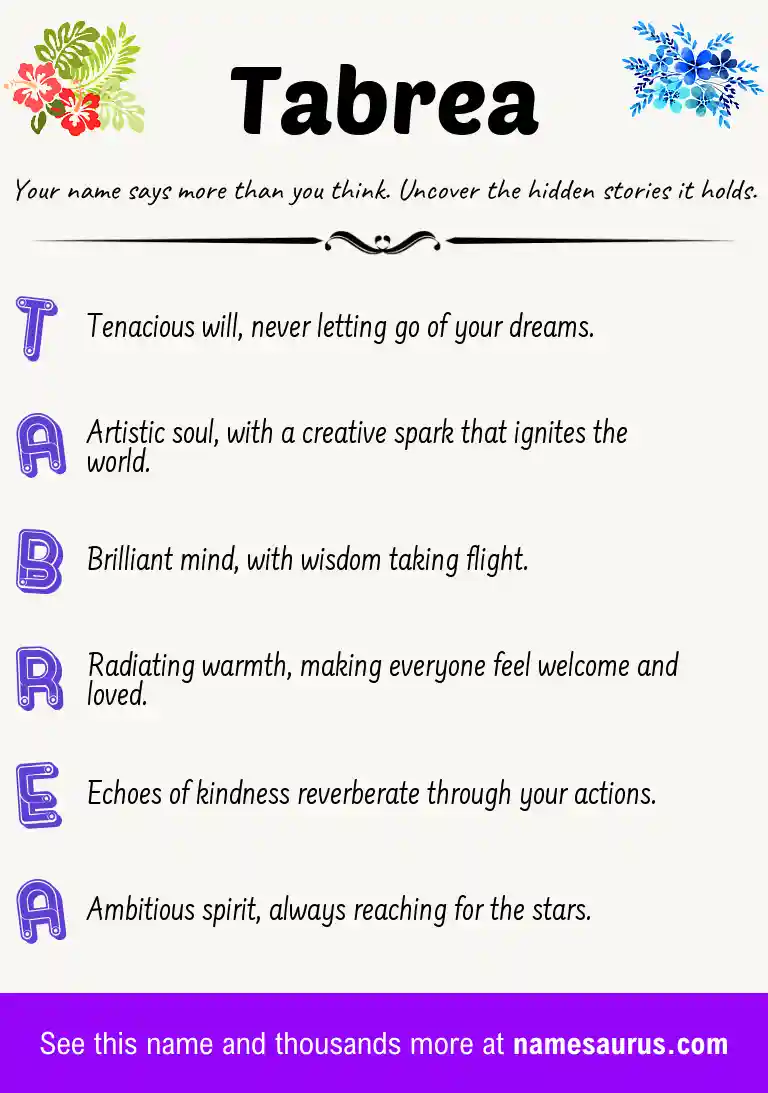 Acrostic poem about Tabrea.